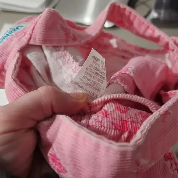 Vintage Oshkosh Bgosh Pink Corduroy Floral Overalls Size 12 Month - Picture 6 of 7